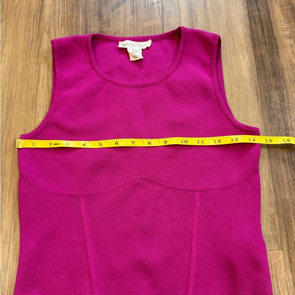 Happily Grey Hot Pink Fitted Crop Top Faux Corset, Size Large - Picture 3 of 6